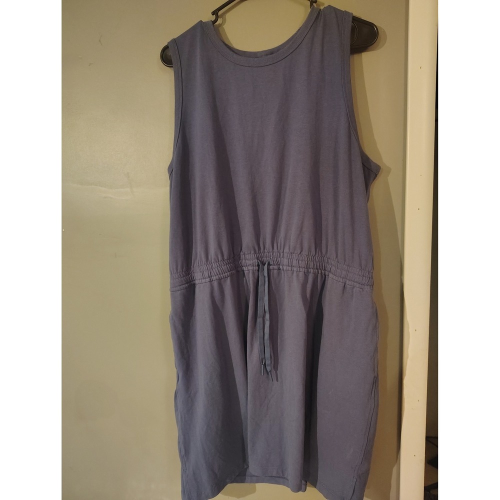 Members Mark Blue Sleeveless Tank Dress Drawstring Waist Pockets XL